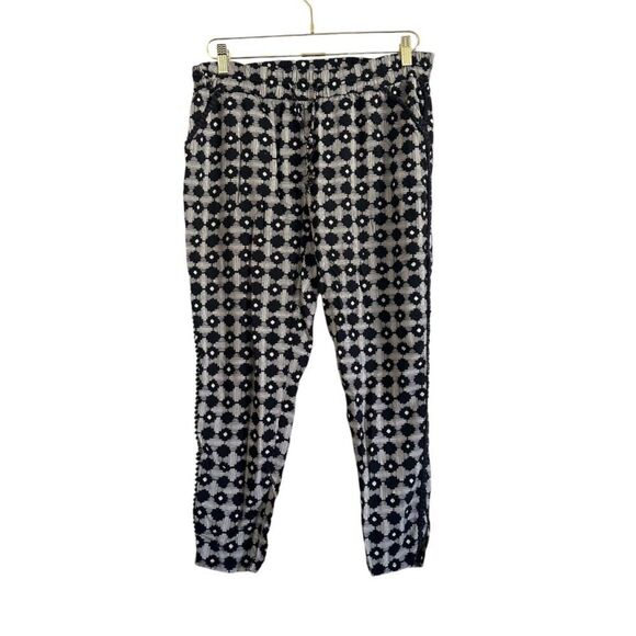 Anthropologie Hei Hei Geometric Jogger Pants Women's S Black Crochet‎ Boho - Picture 1 of 10